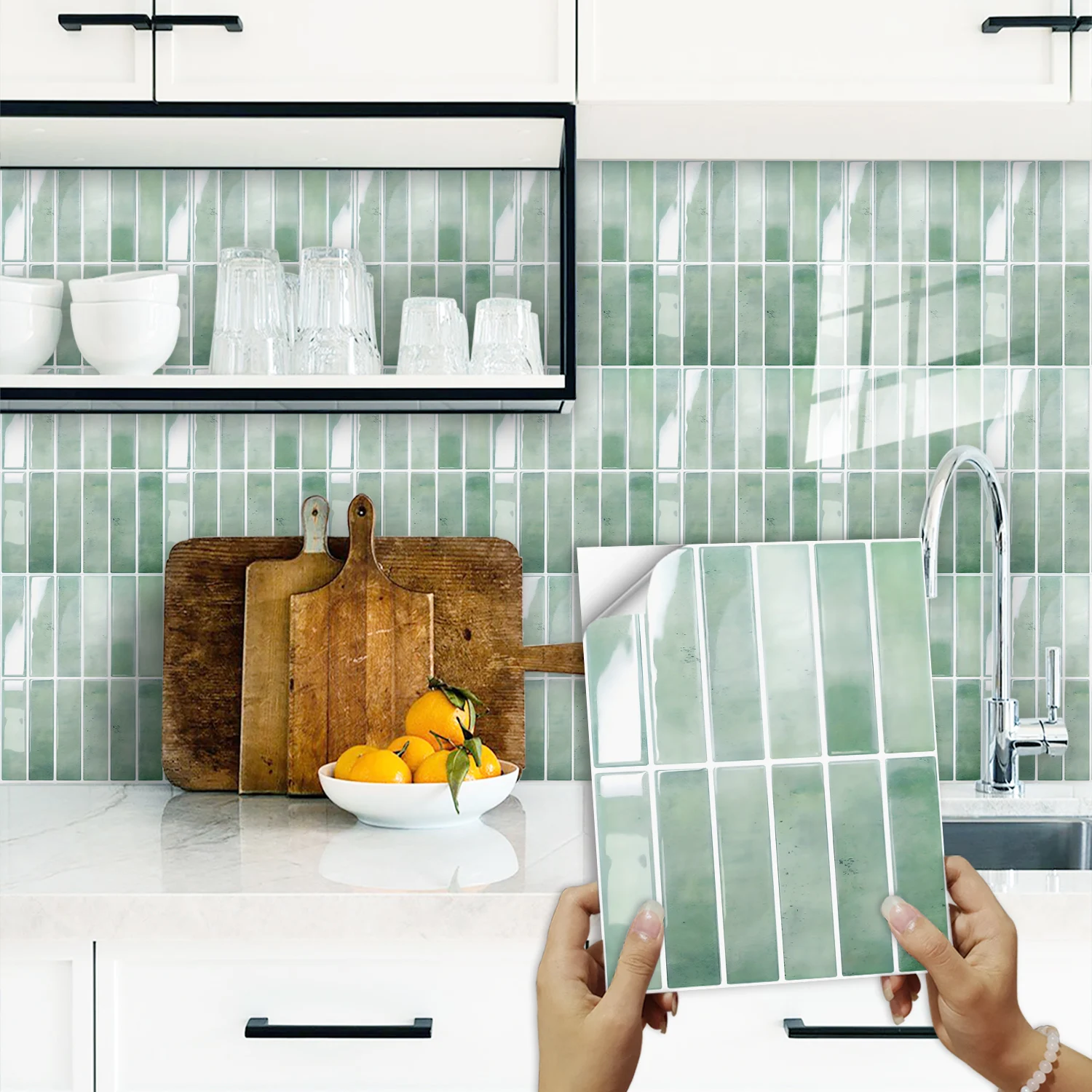 25 Styles Long Strip Herringbone Splicing Marble Pattern Tiles Wall Sticker Kitchen Backsplash Peel & Stick Art Wall Decals