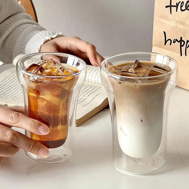 Double Glass Cup High Appearance Level Lady Household Clear Cold Tea Cup Water Heat Resistant High Borosilicate Coffee Cup
