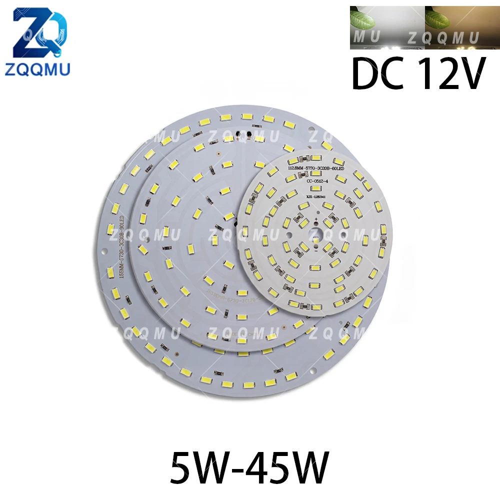 5W 7W 9W 12W 15W 18W 20W 30W 45W DC12V LED Chip Round SMD5730 PCB Board Low Voltage Ceiling Lamp Light Source Replacement