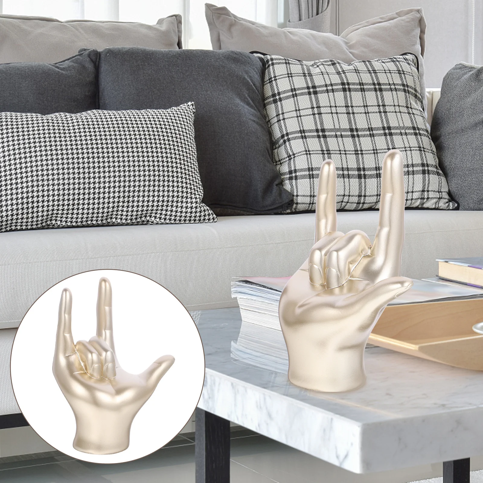 

Resin Hand Gesture Table Decor Minimalist Bedroom Study Room Bright Color Desktop Finger Sculpture Craft Ornament Home