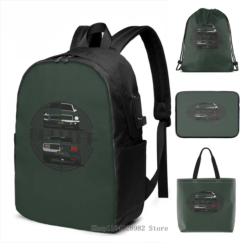 Funny Graphic Print Bullitt Generations USB Charge Backpack men School bags Women Tote Bags Travel laptop bag