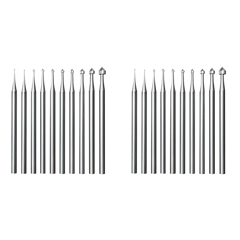 

ABVT-20 Pcs Jewelry Setting Burr - 3/32Inch Shank Stone Setting Burs Cylinder - Cone Shape Lapidary Making Tools