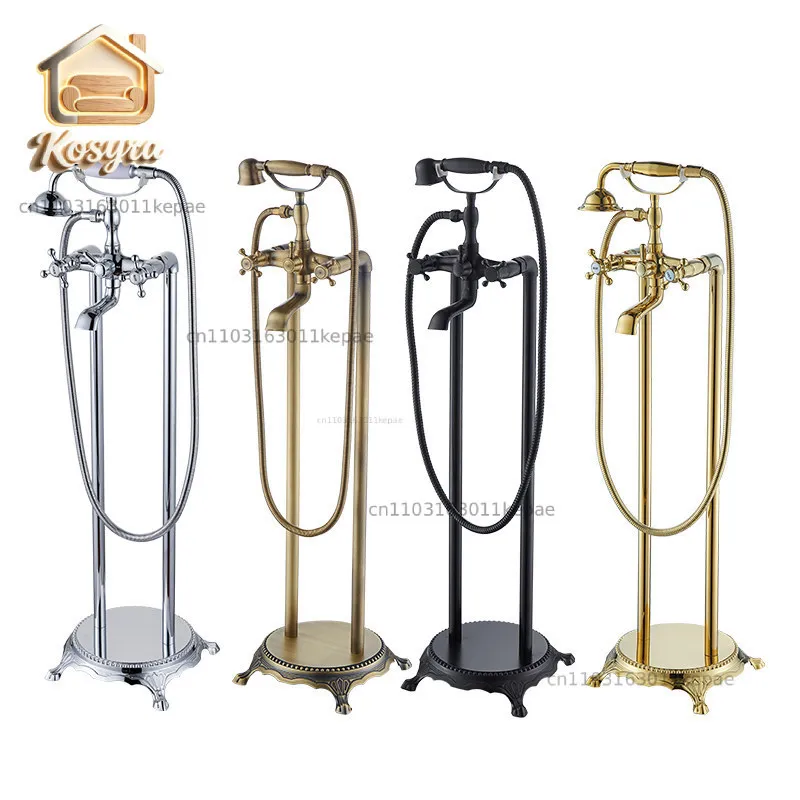 European all-copper floor-to-ceiling concubine bathtub faucet bathroom hot and cold double-column shower bathtub column type