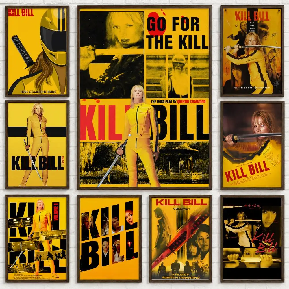 Movie Kill Bill Poster Self-adhesive Art Waterproof Paper Sticker Coffee House Bar Room Wall Decor