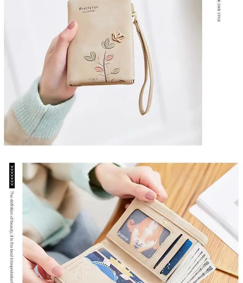Neue tragbare Damen-Kurzgeldbörse im Retro-Stil mit niedlichem Cartoon-Vogelmotiv und Hardware-Details – modisch, vielseitig, multifunktional für Studenten – Detail 8