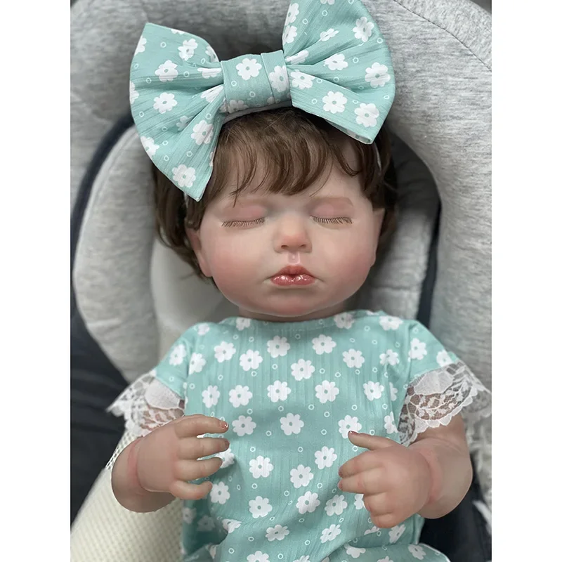 

19inch Full Body Vinyl Reborn Doll Loulou with Rooted Hair Newborn Baby 3D Painted Skin with Visible Veins Bebé Reborn Juguetes