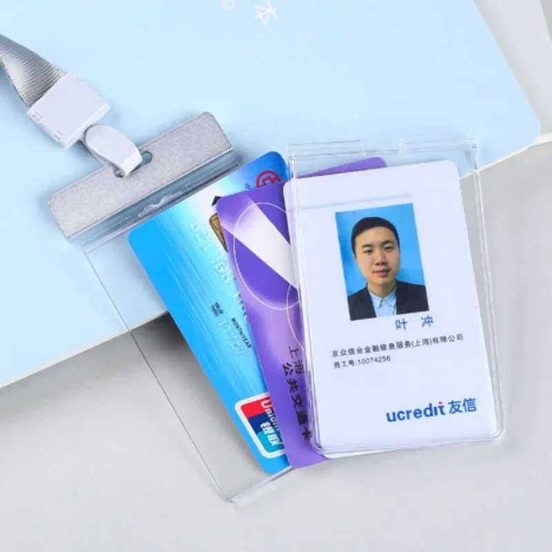 Imagem -06 - Metal Name Badge Holder Cover Case Work Permit Employees Card Sleeve Estojo Protetor com Cordão Staff Pass