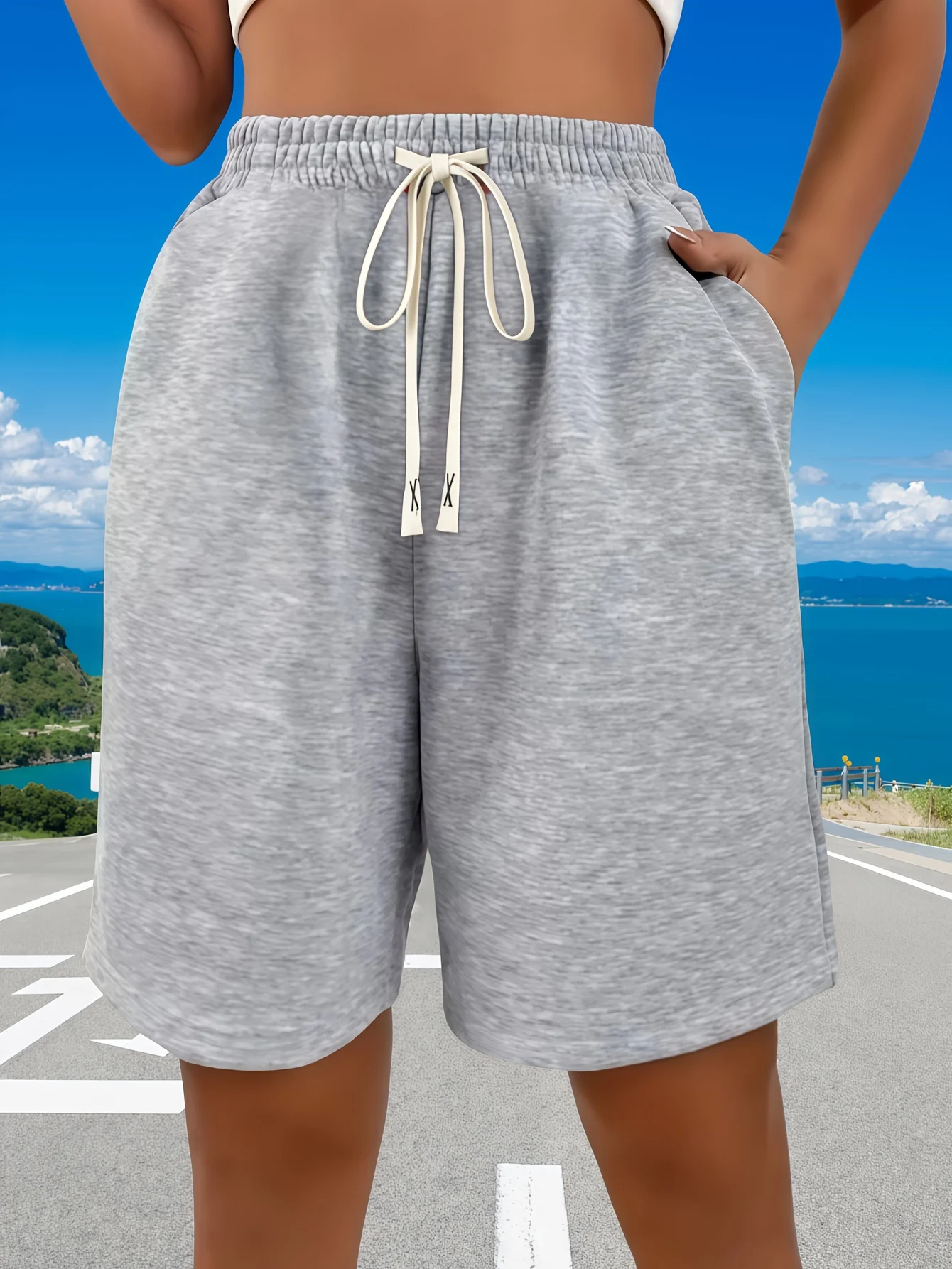 Women'S Front Pocket Waist Drawstring Athletic Shorts Casual Running Workout Short Pants for Summer