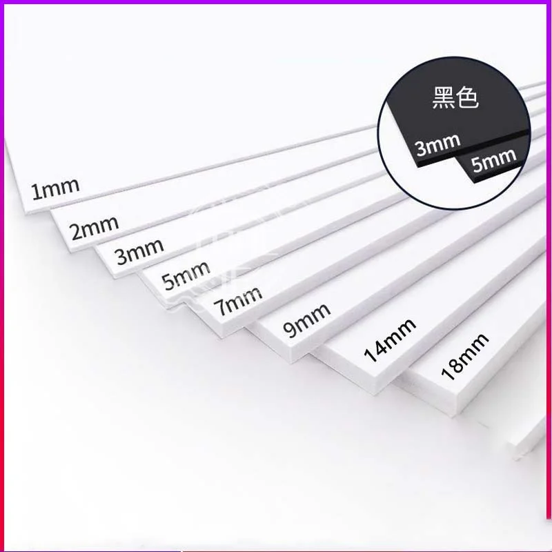 

3-15mm Thick PVC Foam Board Plastic Flat Board for DIY Handmade Building Model Making Material easy to cut/shape/and handle