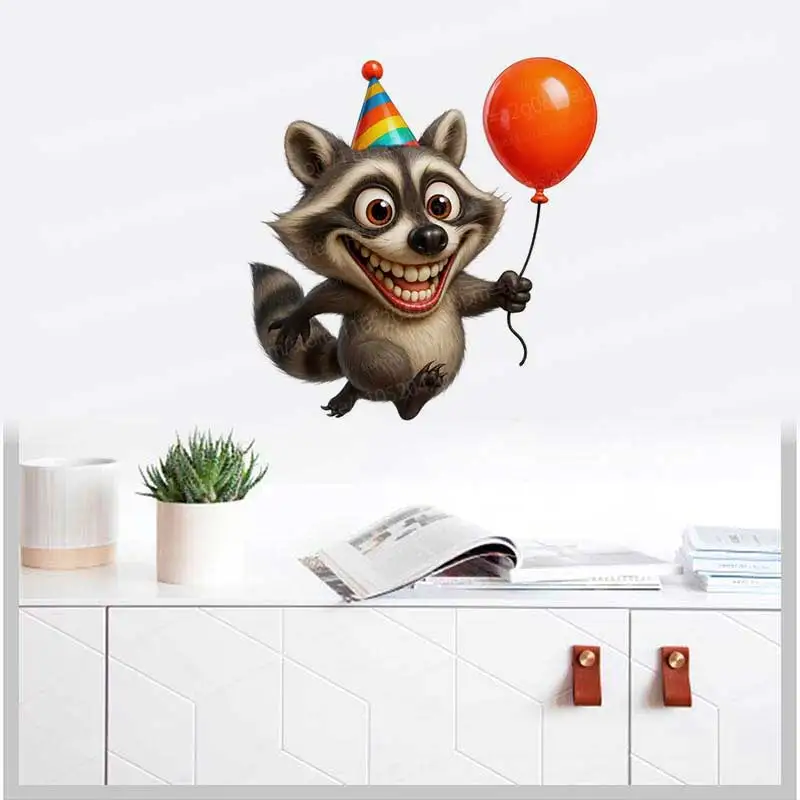 Funny Raccoon Stickers Cute Animal Kitchen Bedroom Living Room Decor Self-Adhesive Wall Decals AA336