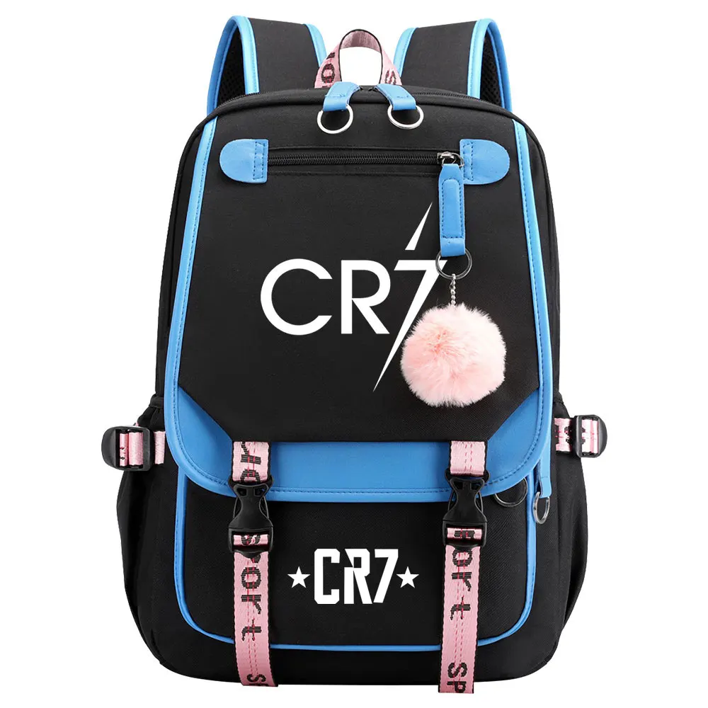 CR7 Backpack Patchwork Teens Girls Boys School Shoulder Bag Waterproof Canvas Bagpack High Capacity Mochila Escolar