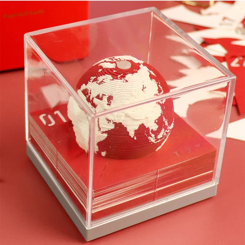 Earth 3D Paper Carving Creative Model Hand Tear Calendar Desktop Decoration 2023 Rabbit Year 3D Calendar Memo Advanced