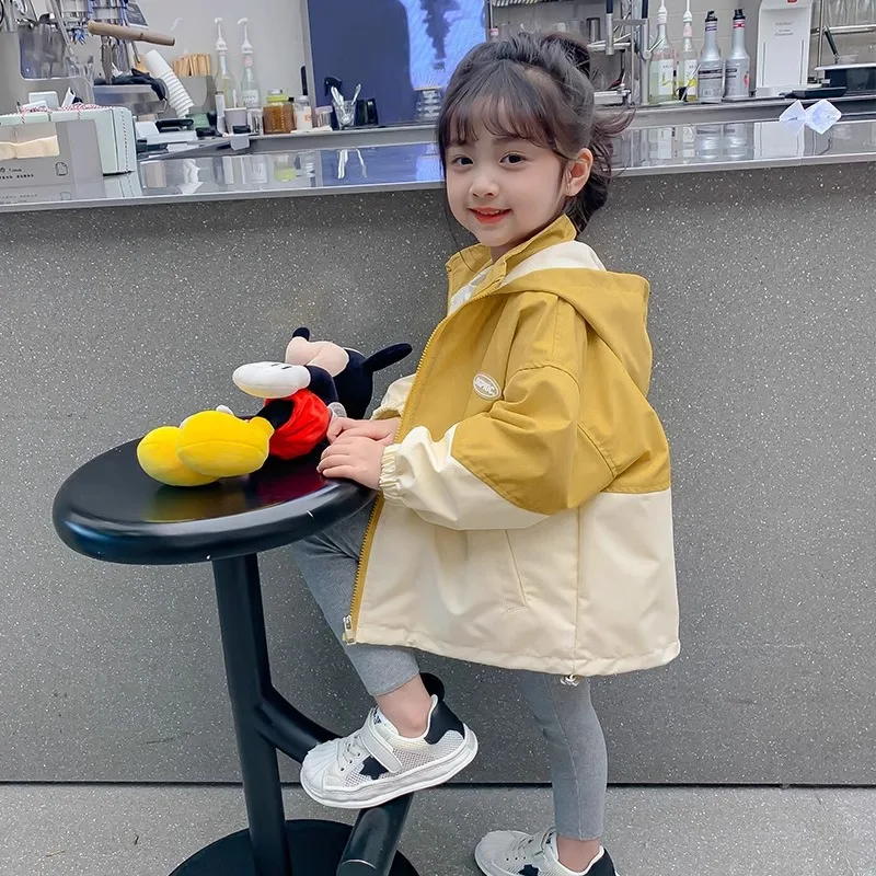 

Spring Autumn Girls Jackets 4-12 Years Fashion Splicing Zipper Hoodies Sweatshirts For Kids Children Windbreaker Outerwear Coat