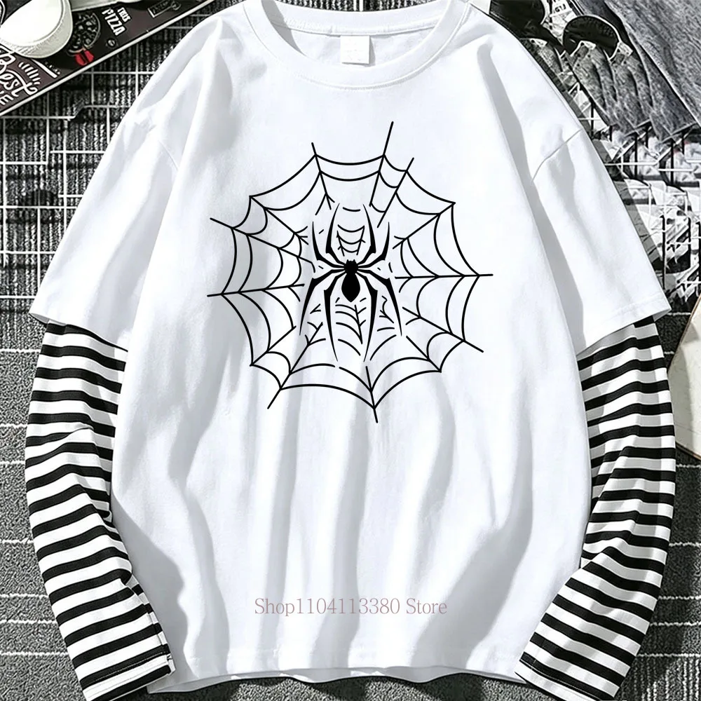 Herren Spider Y2K Print Grafik Fake Two Langarm-T-Shirts Mode Gothic Retro Lässig Locker Fake Two Langarm-T-Shirt – Detail 6