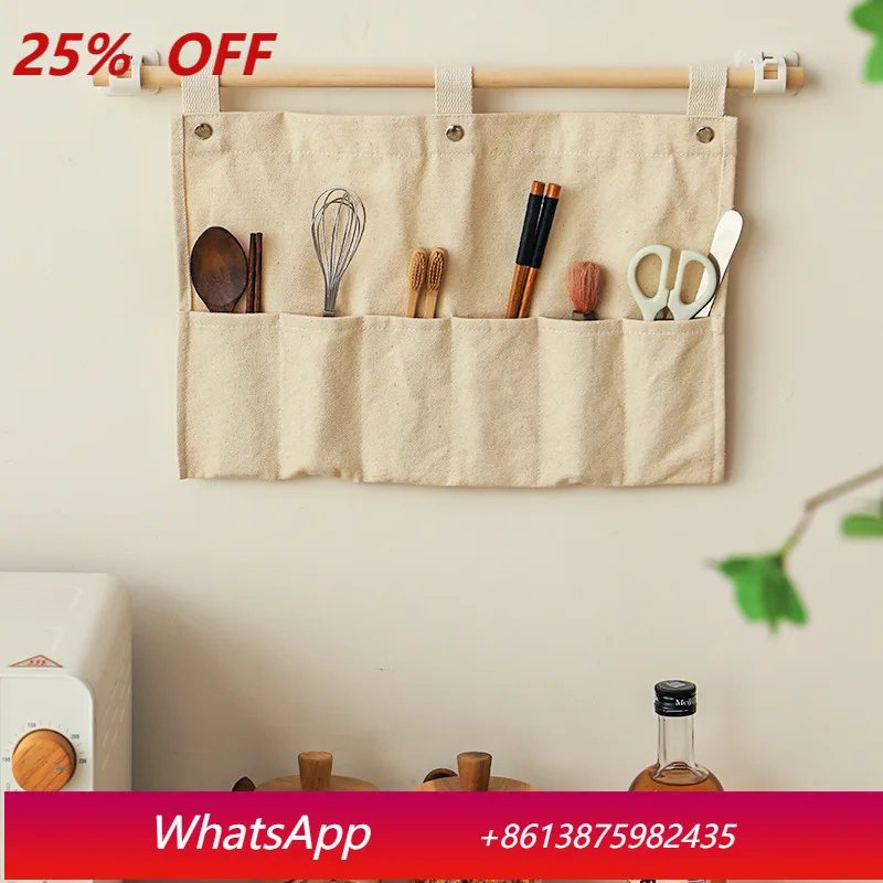 

LTT pure cotton sundries sorting bag wall-mounted household large-capacity small hanging pocket