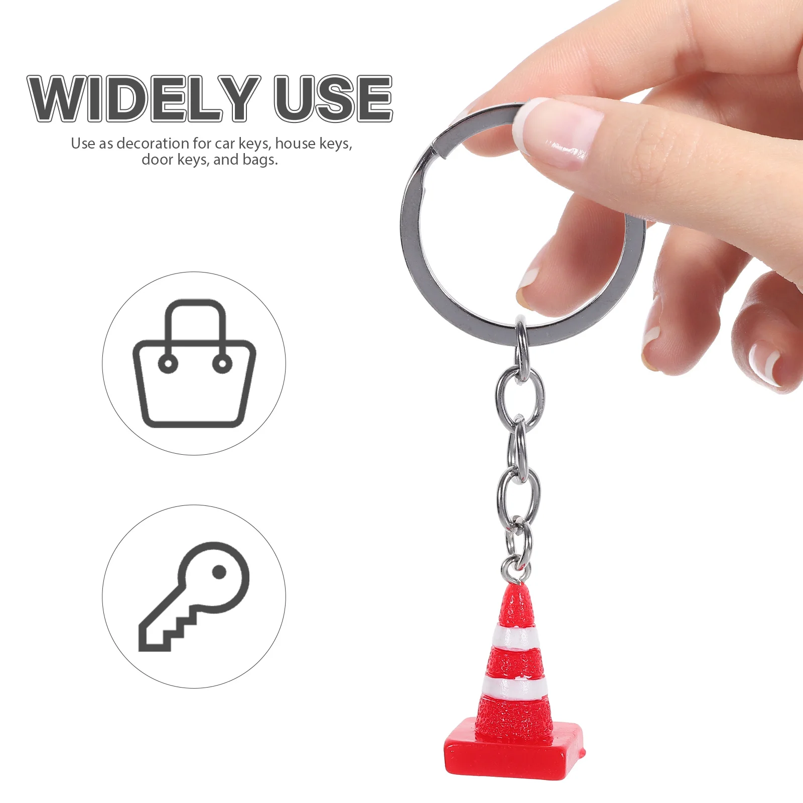 Mini Traffic Police Cone Keychain Ring Ornament Model Backpack Keychains Alloy Pendant Decor Aesthetic