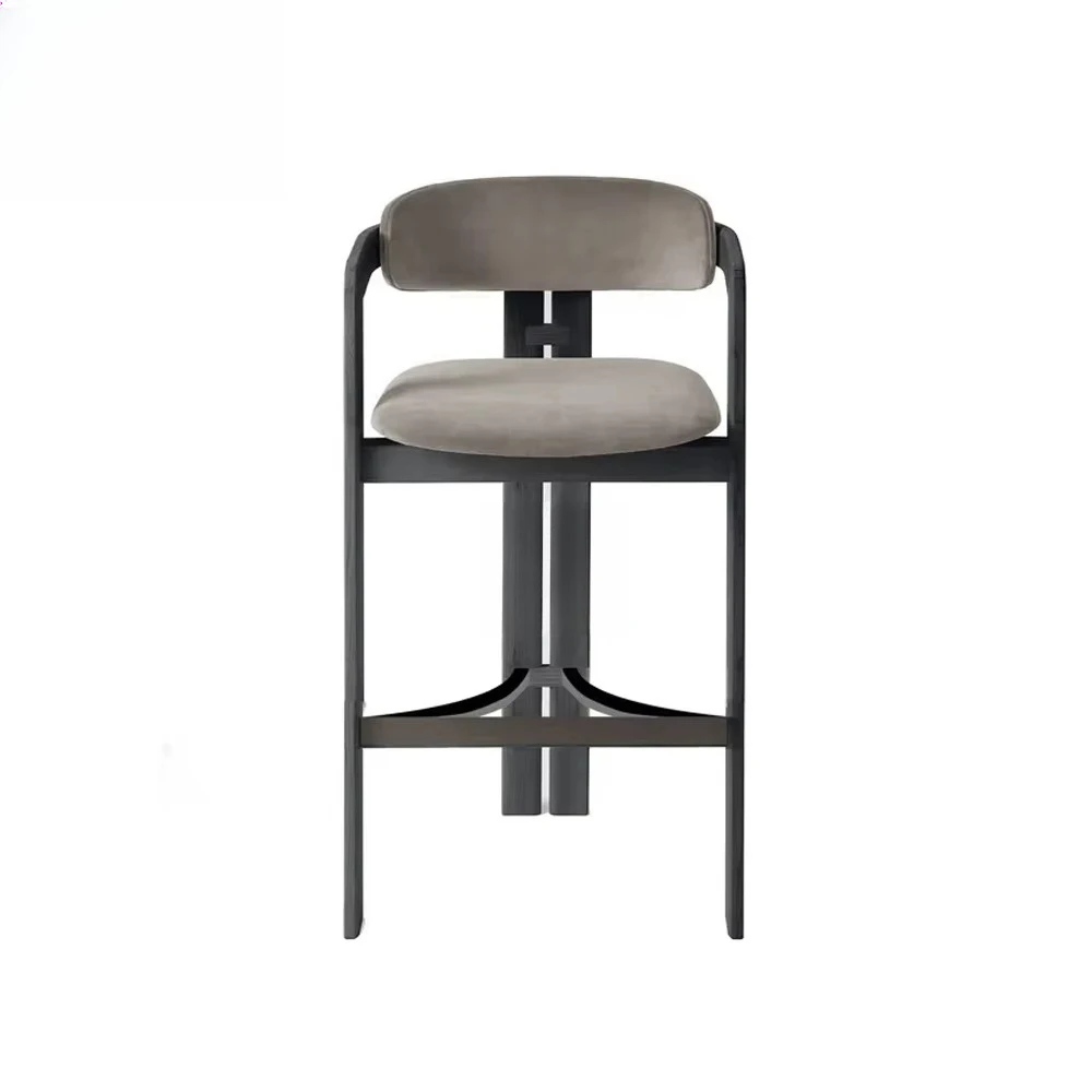 Modern Solid Wood Bar Chair Luxury Upholstered Counter Stool for Hotel Kitchen Island Cafe Restaurant for Kitchen and Hotel Use