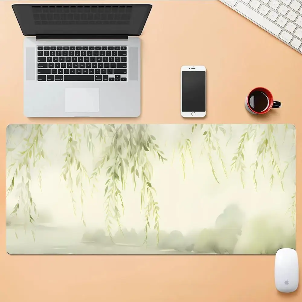 Willow Leaves Mouse Pad Desk Mouse Pad Cute HD Desk Pad Extended Gaming Keyboard Mats Large XXL Gamer Mousepad 90x40 HYBXXC