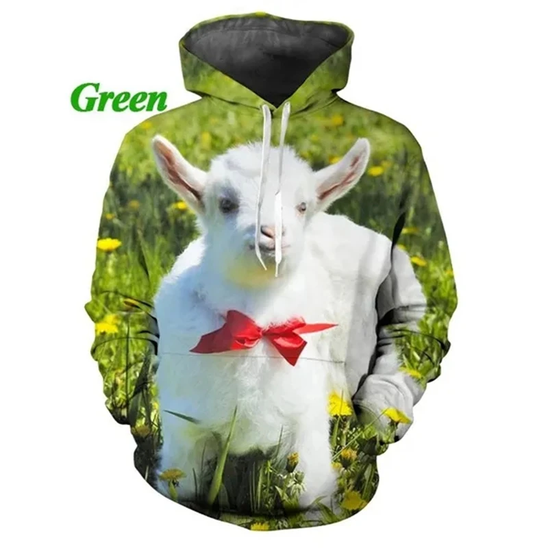 New Arrival Funny Personality Fashion Casual Unisex Animal Print 3D Sheep Pattern Hoodies For Men Pullovers Graphic Hooded Tops