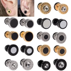 1pair Gothic Round Film Earrings Surgical Steel Punk Ear Studs Tragus Helix Lobe Unesix Fashion Body Piercing Jewelry Wholesale