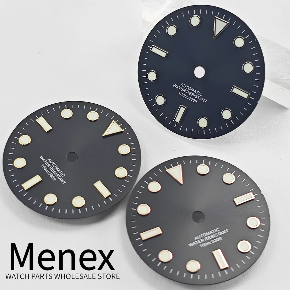 Menex 28.5mm Sunburst Diving Dial Luminous Round Bar Index Multi Color Fit NH35 NH36 2824 Miyota82 DG Waterproof Watch Mod Parts