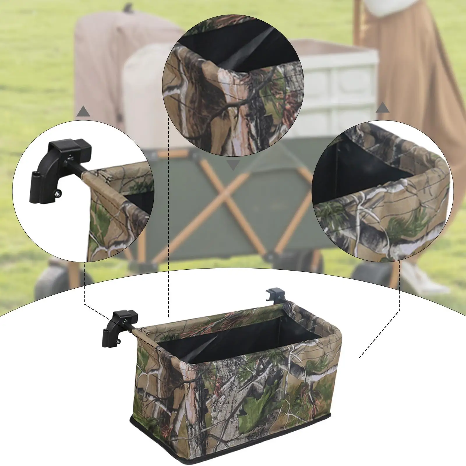 Folding Utility Wagon Cart Tail Bag Heavy Duty Storage Pocket Organizer for Hand Push Pull Shopping Trolley Beach