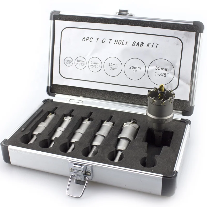 tgs-set-di-6-punte-da-trapano-tct-16-35mm-con-punta-in-carburo-per-fori-su-metallo