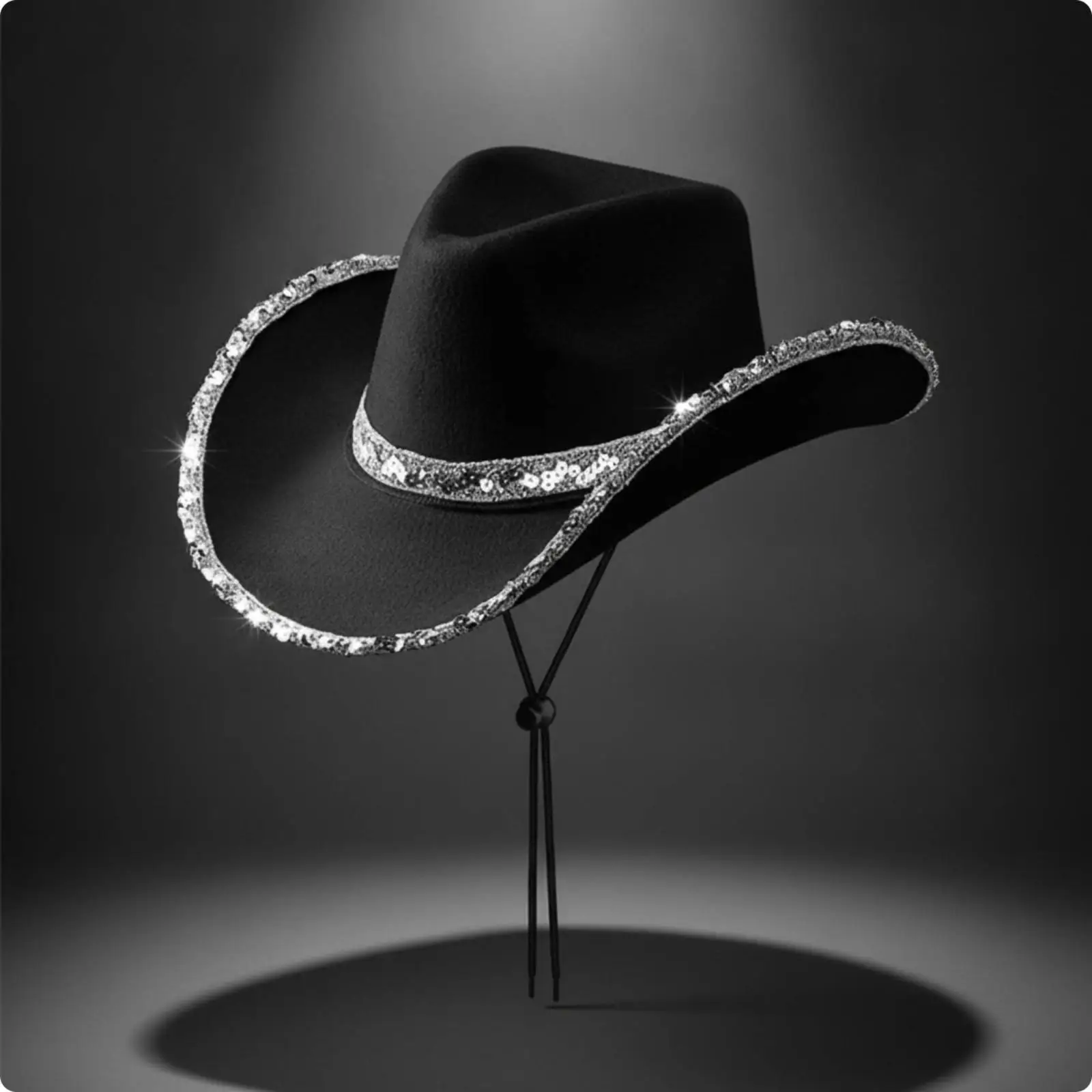 Cowboy Hat with Sequins Shimmering Headwear Glittery for Festivals