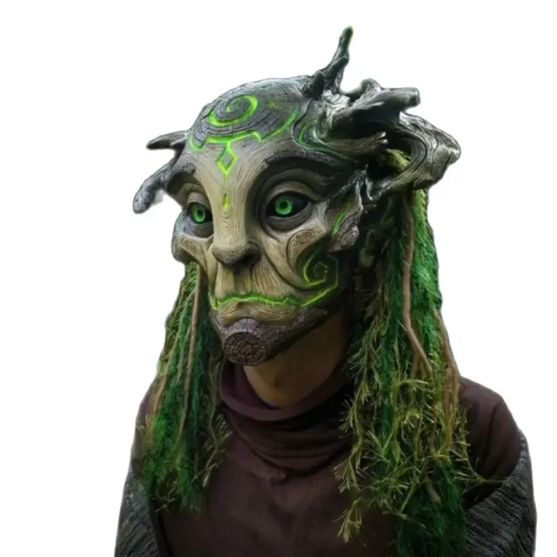 Forest Spirit Mask Green Tree Old Man Scary Horror Zombie Spooky Ghost Halloween Creepy Demon Masque Carnival Party Props