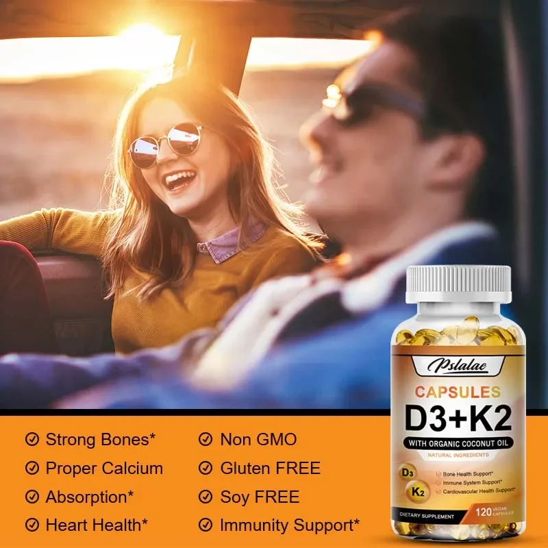 Vitamin D3 + K2 Capsules - Promotes Bone, Dental and Cardiovascular Health and Supports The Immune System