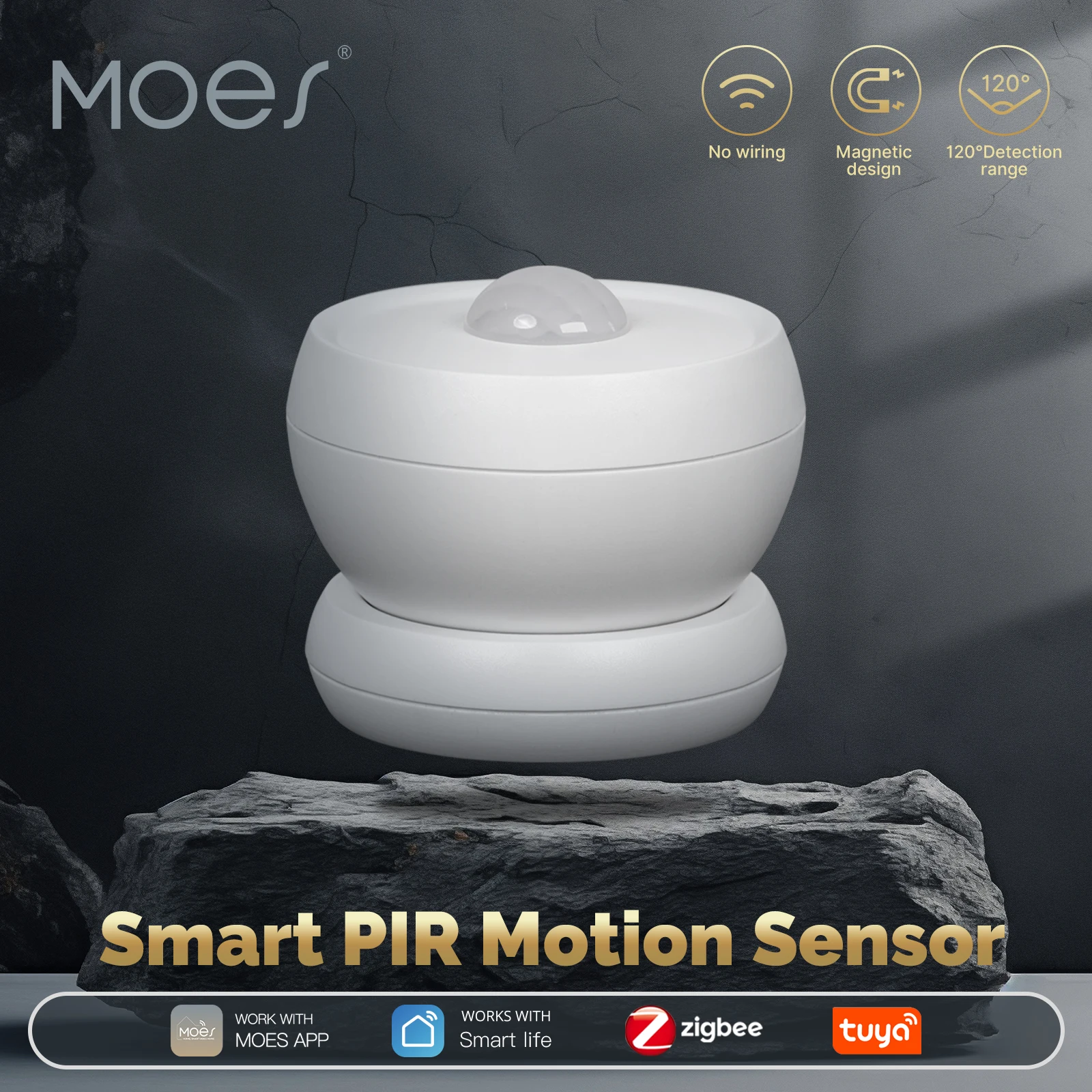 MOES Tuya Zigbee PIR Motion Sensor 120° Wide Angle Human Detector Smart Life App Security Alarm