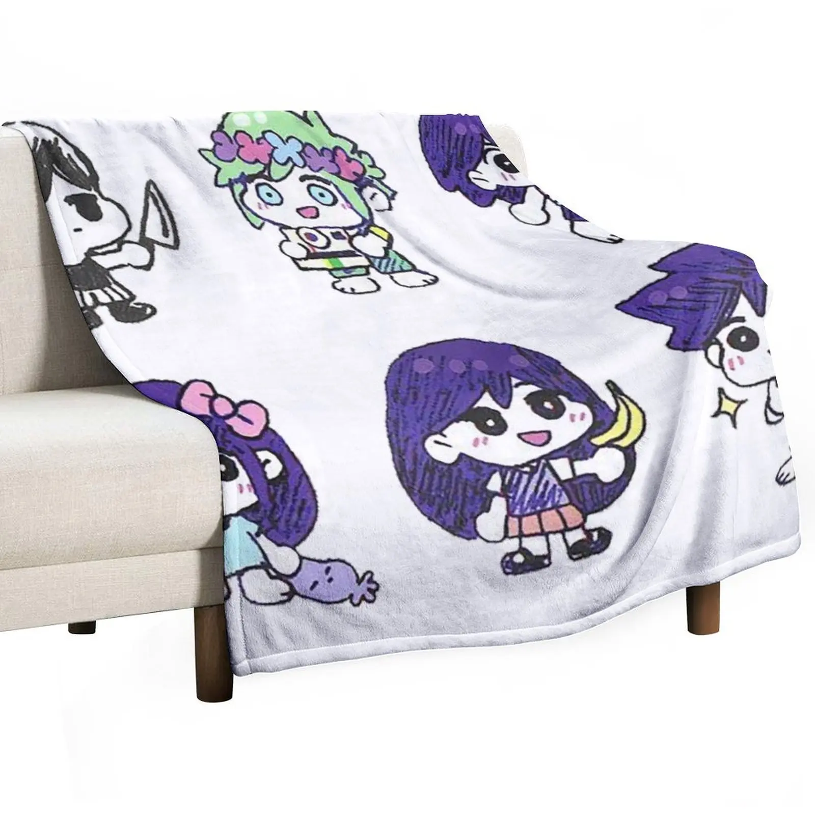 Плед Omori, Omocat, теплый фланелевый плед для дивана, кресла, спальни