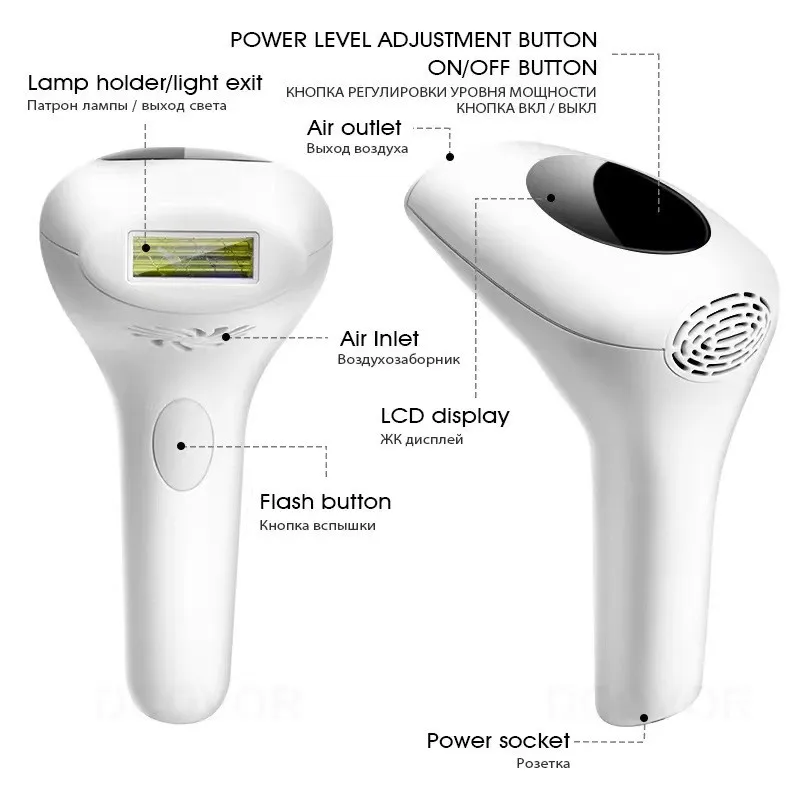 IPL Depilator Permanent Painless Hair Removal Device with LCD Screen 900000 Flashes 8 Gears Adjustable for Skin Rejuvenation