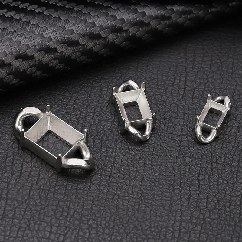 5-10 Stück Edelstahl-Leerkralle für quadratische rechteckige Strasssteine, Basis für Halsketten, Armbänder, Kristallsteinhalter – Detail 8