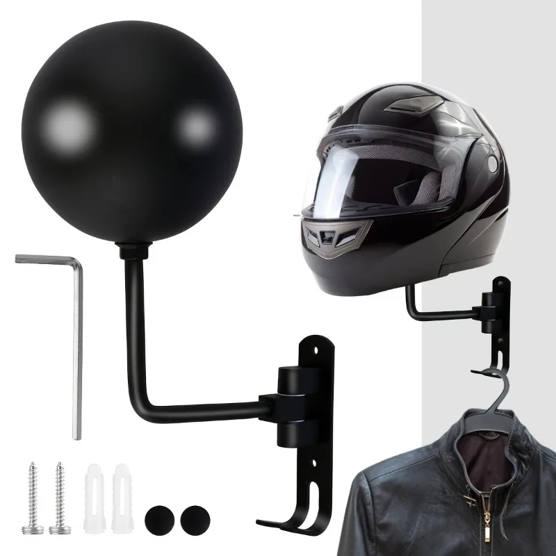 Motorcycle Helmet Rack Wall Mounted Helmet Holder 180° Rotation Hanger Hook Holder For Motorcycle Bike Coats Caps Baseballs