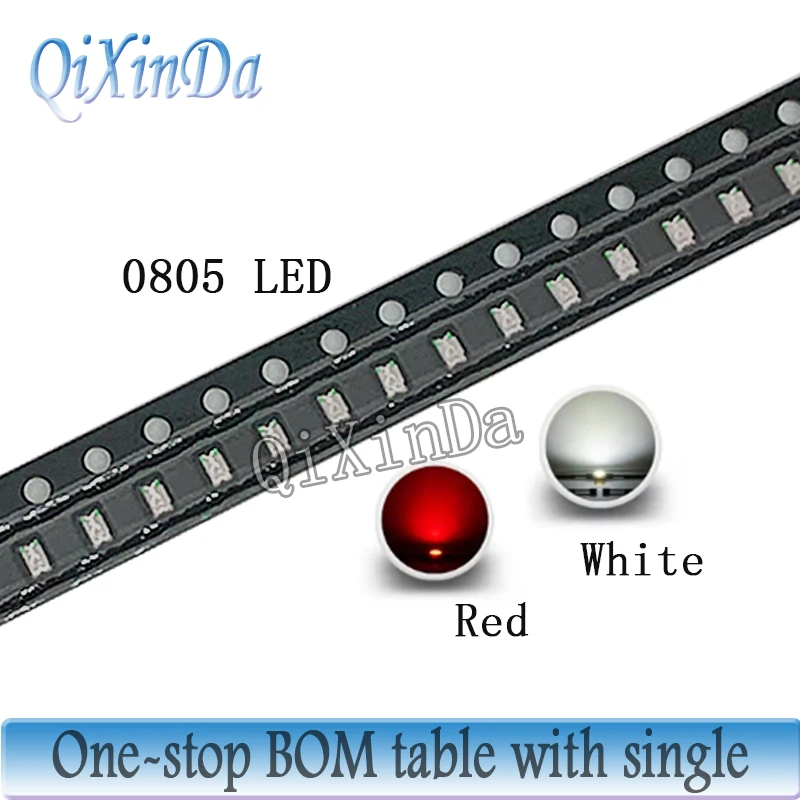 100pcs 0805 SMD LED White Red Blue Yellow Green Orange Warm White Pink Purple  Light Emitting Diode