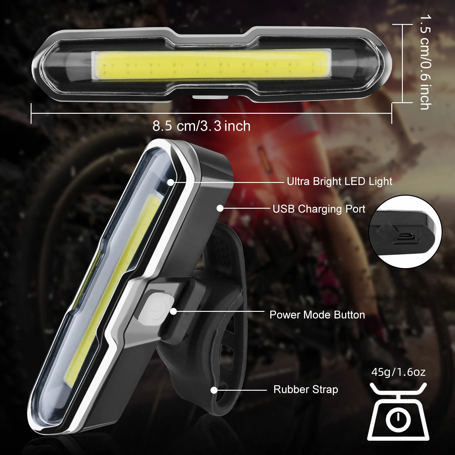 Bicycle Rear Light Ultra Bright USB Rechargeable High Intensity LED bick Tail Light Accessories Waterproof Helmet Light