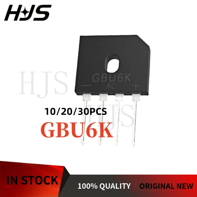 10-30PCS GBU6K GBU*6K GB*U6K 6A/800V flat bridge stack silicon bridge rectifier Fast Shipping