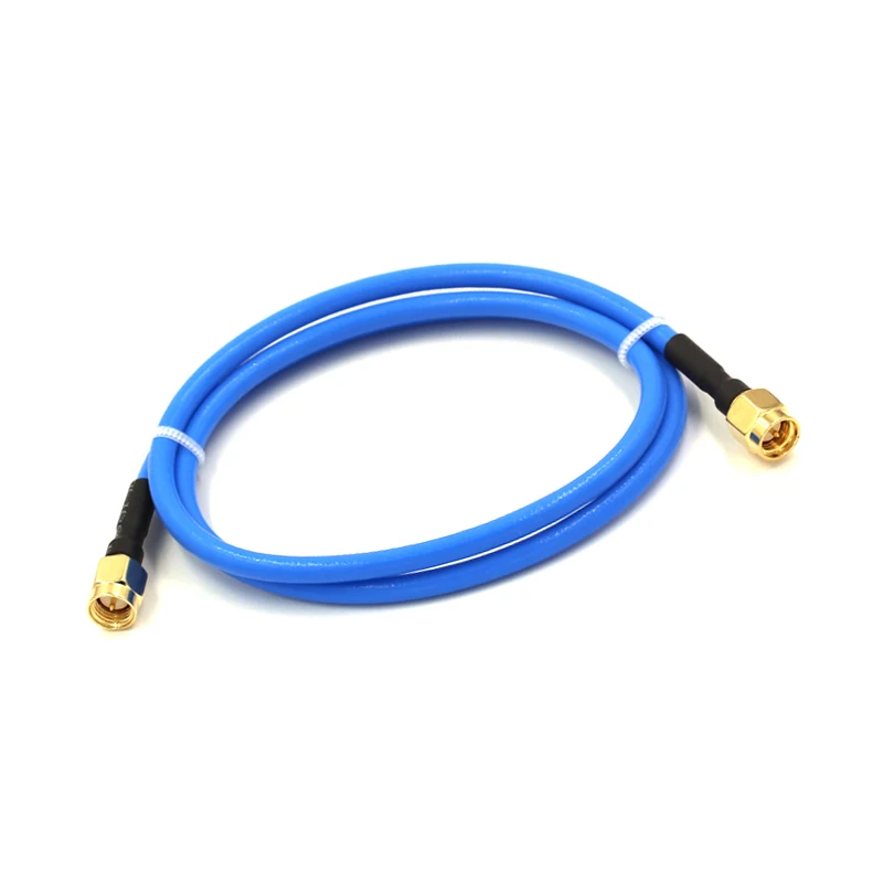 SMA male to SMA male connector RG141 blue semi-flexible cable
