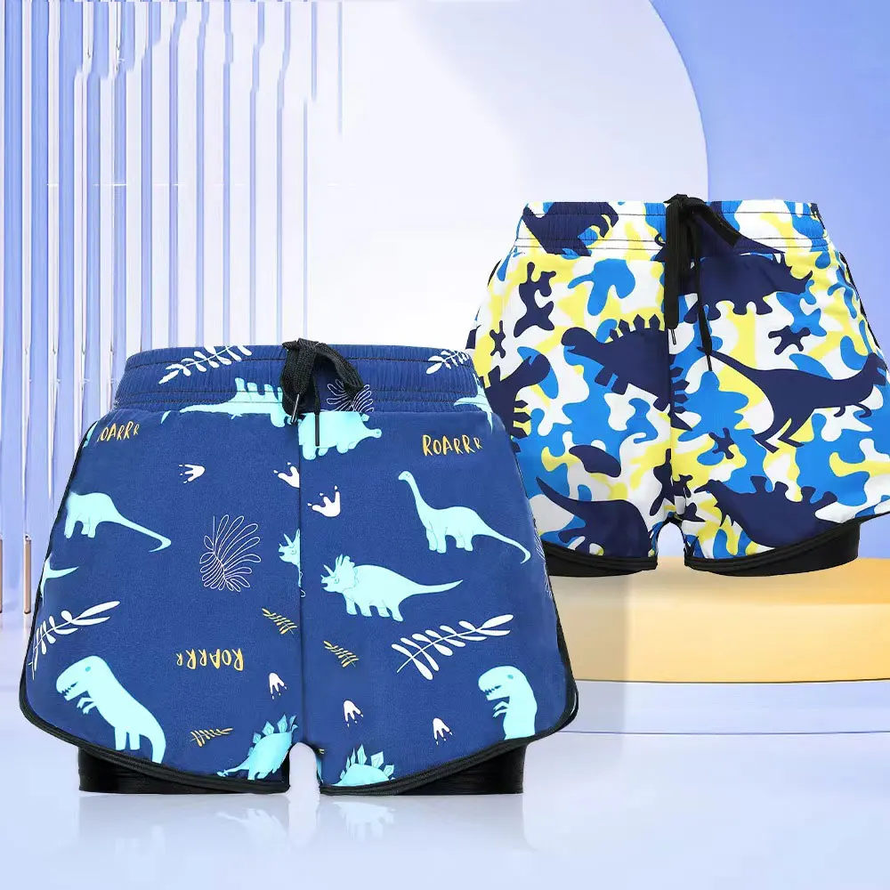 Boys Swimming Trunks Double-layer 2025 Summer Swimwear for Kids Children Beach Shorts Teenager Bath Clothing Baby Swim Trunks