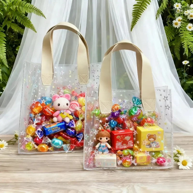 10pcs Waterproof PVC Gift Bag Holiday Wedding Souvenir Packaging Bag Birthday Party Transparent Versatile for Multiple Scenarios
