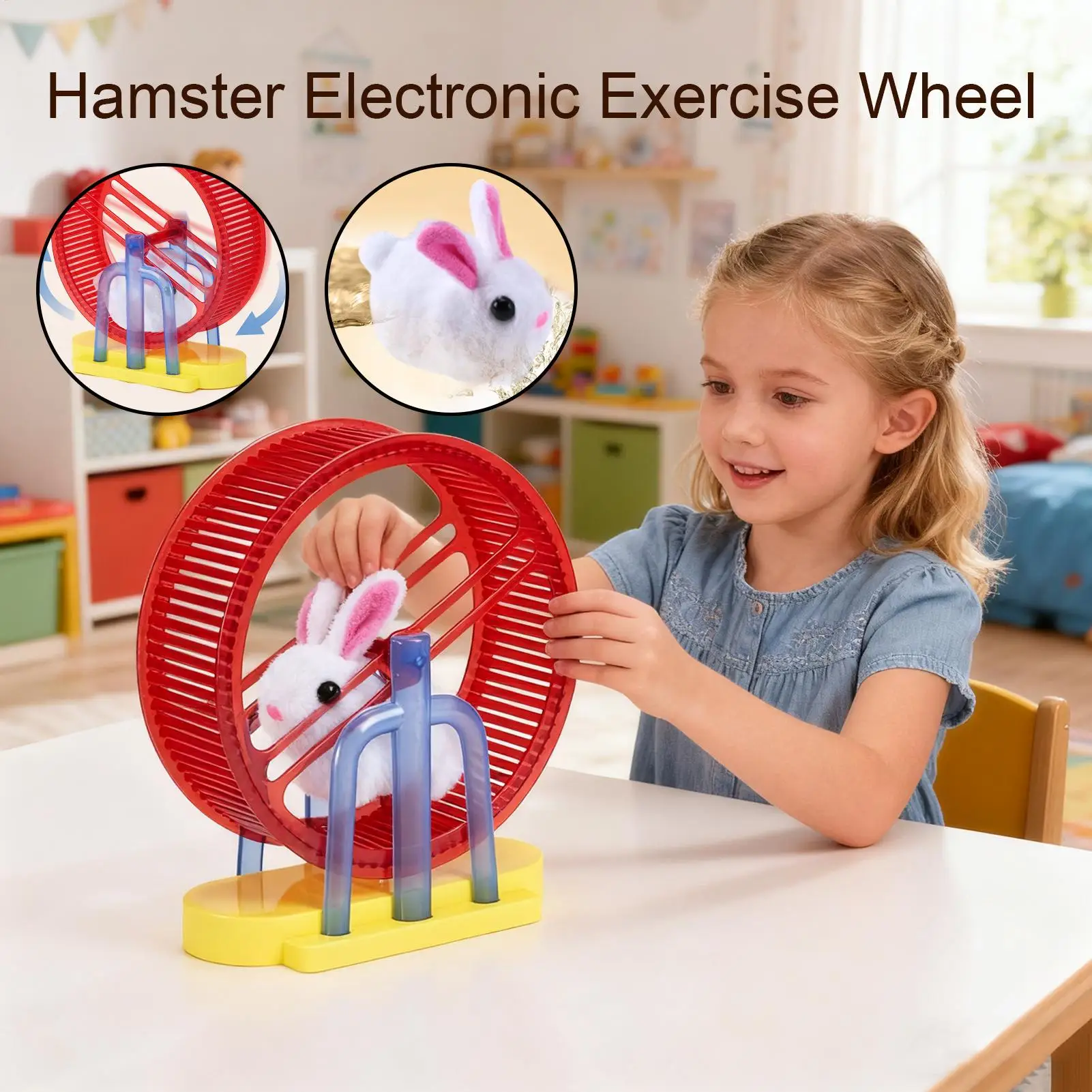 Interactive Toys Animal Pet Toys Bunny Interactive Simulation Plush Bunny Model With Stand Exercise Wheel Game For Dog Cat Girl