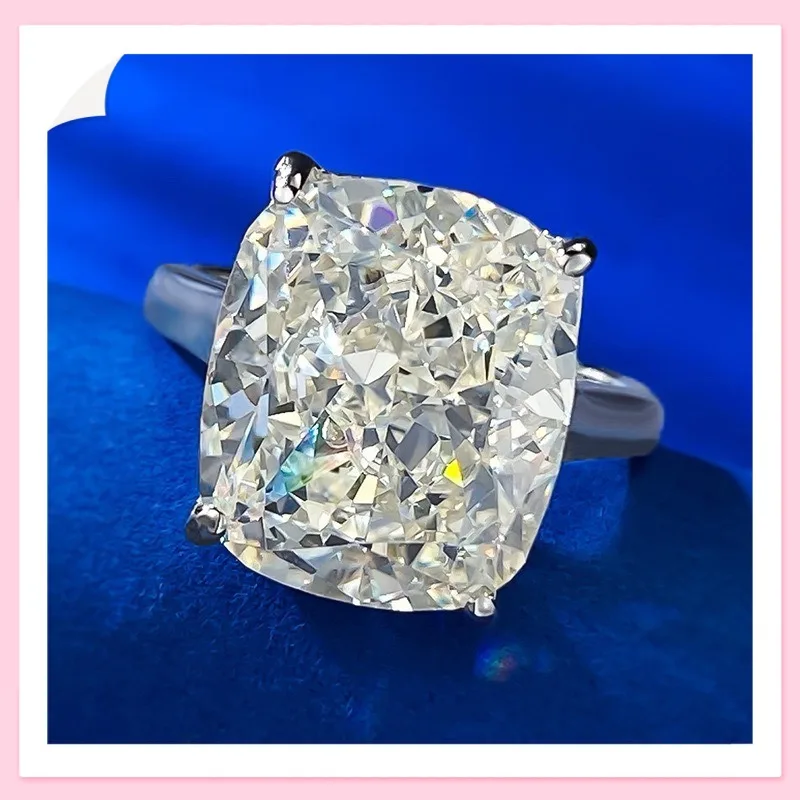 

Изысканное модное кольцо класса люкс с крупным прямоугольным высокоуглеродистым бриллиантом, огранка «Ледяной цветок», цвет светло-желтый, для свадьбы