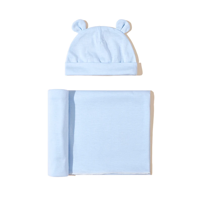 Newborn Baby Swaddling Hat, Baby Bear\'s Ear Baby Receiving Blanket Newborn Swaddling Package Hospital Receiving Blanket