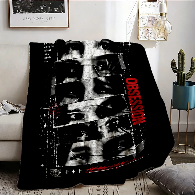  Vintage Be Careful What You Wish For Eye Flannel Blanket, Vintage Obsession Movie Graphic Flannel Throw