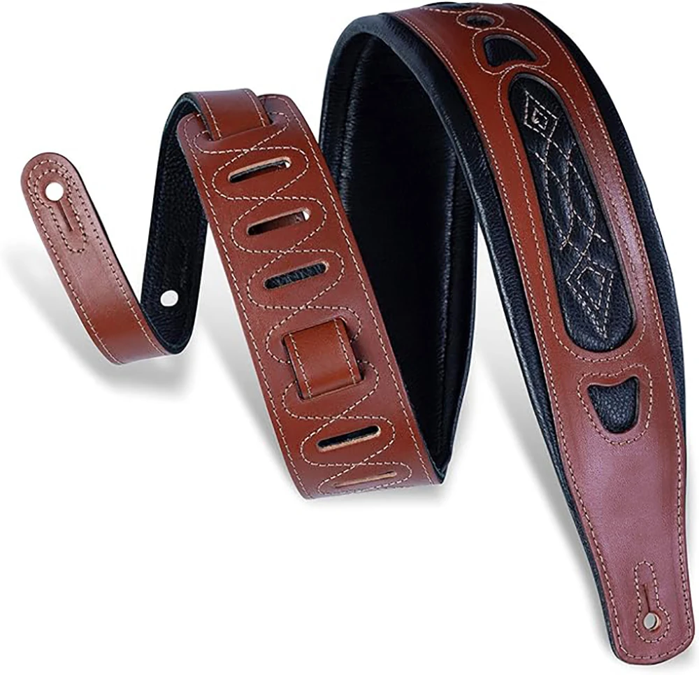 

Widen Thicken Guitar Strap Adjustable Soft Durable Shoulder Padded Leather Belt for Electric Acoustic Bass Guitar Black Brown