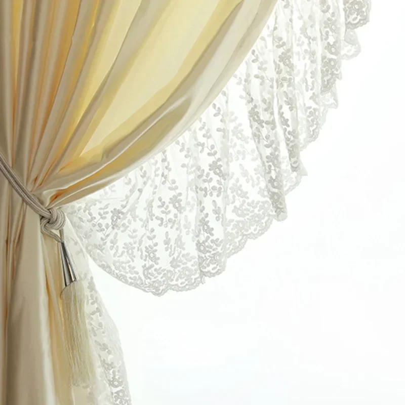 

French Retro Simple and Versatile Cream Beige New Curtains for Living Dining Room Bedroom Window Curtain Room Decor