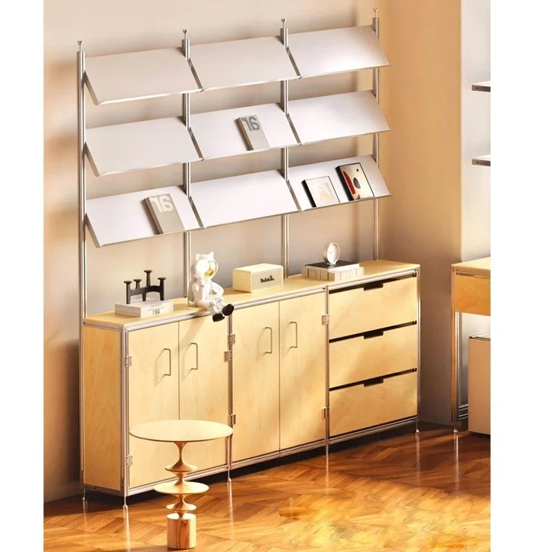 Aluminum profile ocean panel living room dining side cabinet floor display shelf simple multi-layer shelf display rack