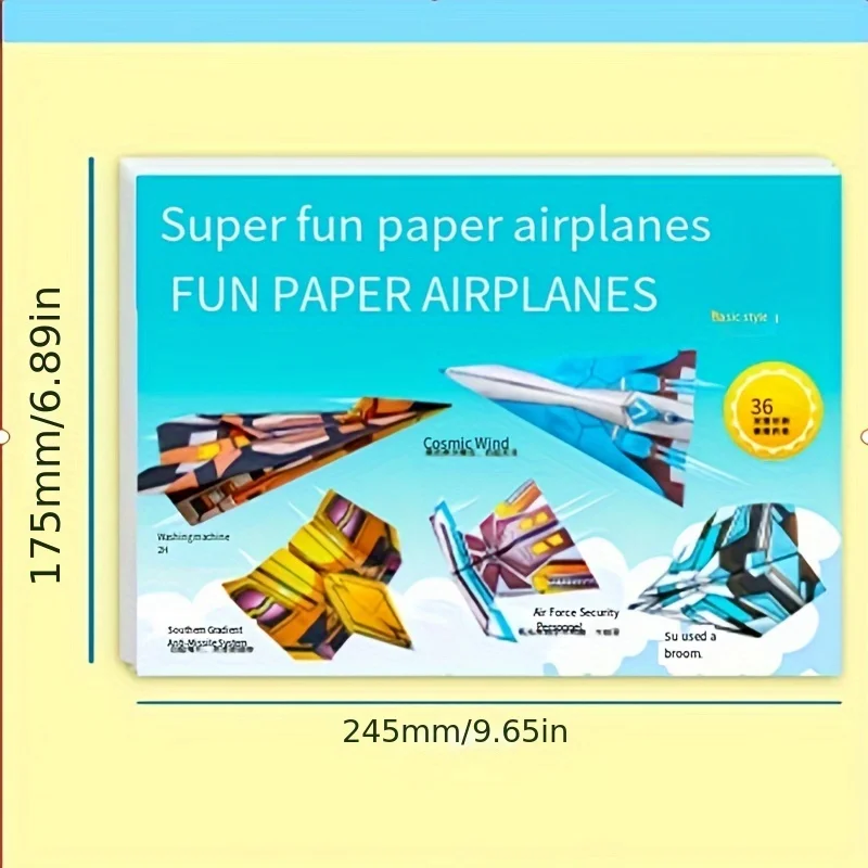 36 ورقة/12 نمطًا من ورق اوريغامي - مجموعة طائرات إبداعية مصنوعة يدويًا مع خطوط قابلة للطي مدمجة، دليل أوريغامي ثلاثي الأبعاد يمكنك صنعه بنفسك