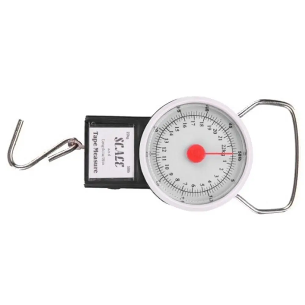 22kg Portable Mini Dial Luggage Scale Bag Weight Blance Baggage Suitcase Travel Scales Tape Measure Portable Hook Libra